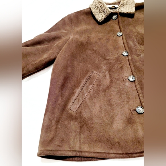 Orvis Women's Faux Suede Sherpa Jacket Brown Chocolate Lightweight, Large - Picture 10 of 16